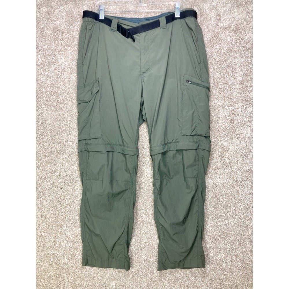 Columbia Convertible Cargo Hiking Pants Mens 38x30 Green Belted Outdoor Travel - Picture 2 of 12